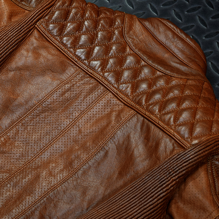 4SR women's biker jacket Scrambler Lady Cognac