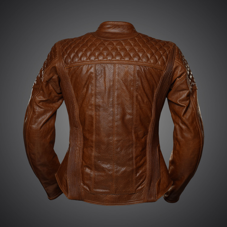 4SR women's biker jacket Scrambler Lady Cognac