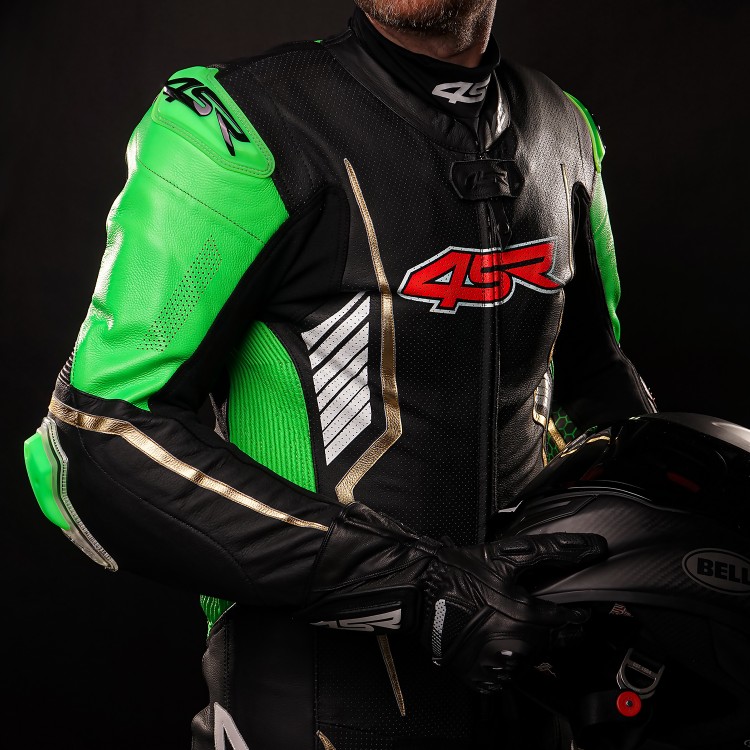 4SR Racing Monster Green AR Airbag Ready leather suit 4
