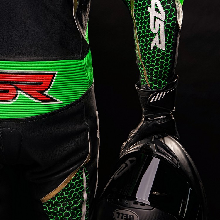 4SR Racing Monster Green AR Airbag Ready leather suit 6