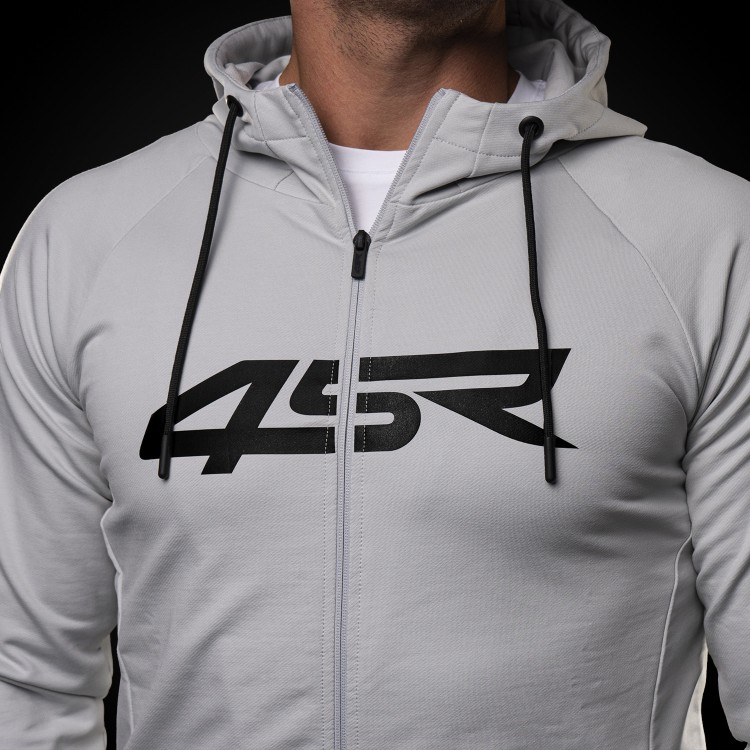 4SR Hoodie Logo Zip Grey - front logo