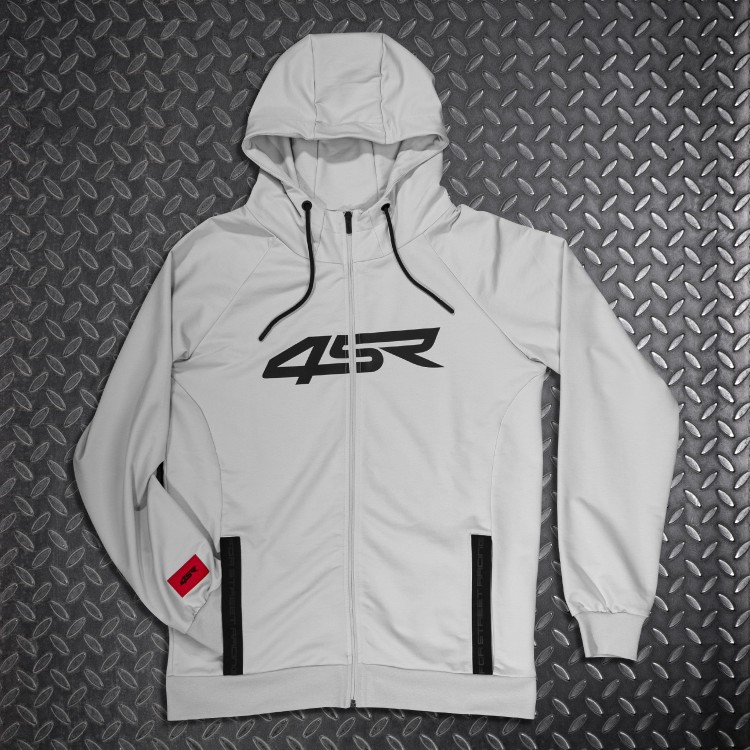 4SR Hoodie Logo Zip Grey - unfolded