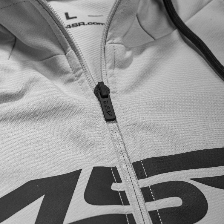 4SR Hoodie Logo Zip Grey - zipper detail