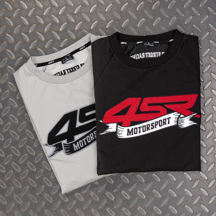 4SR Sweatshirt Motorsport Flag Black folded sweatshirts on floor