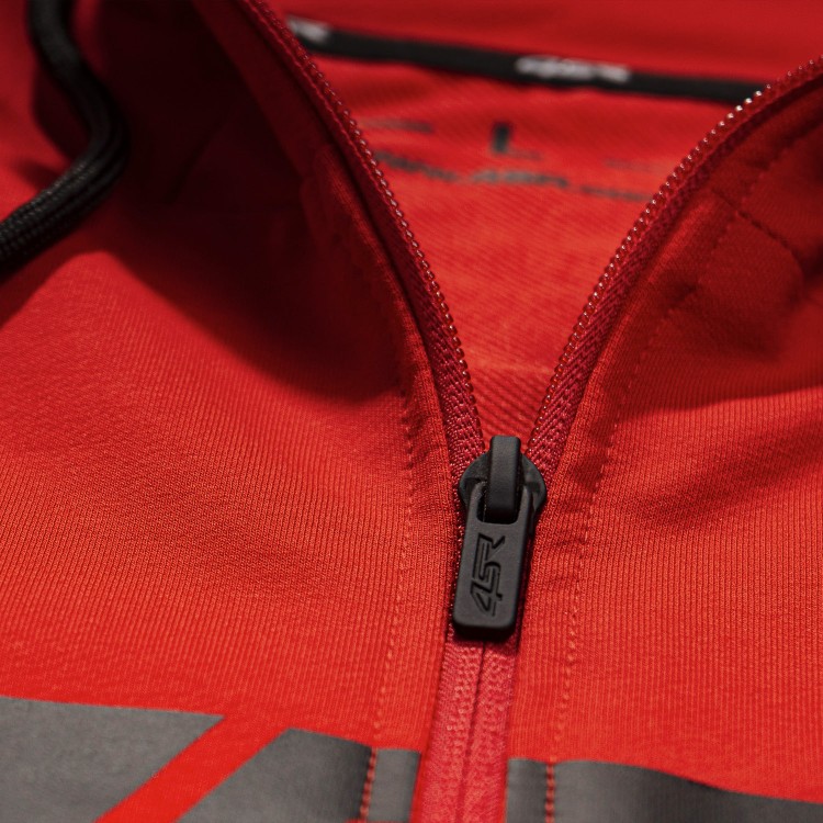 4SR Hoodie Logo Zip Red - zipper detail