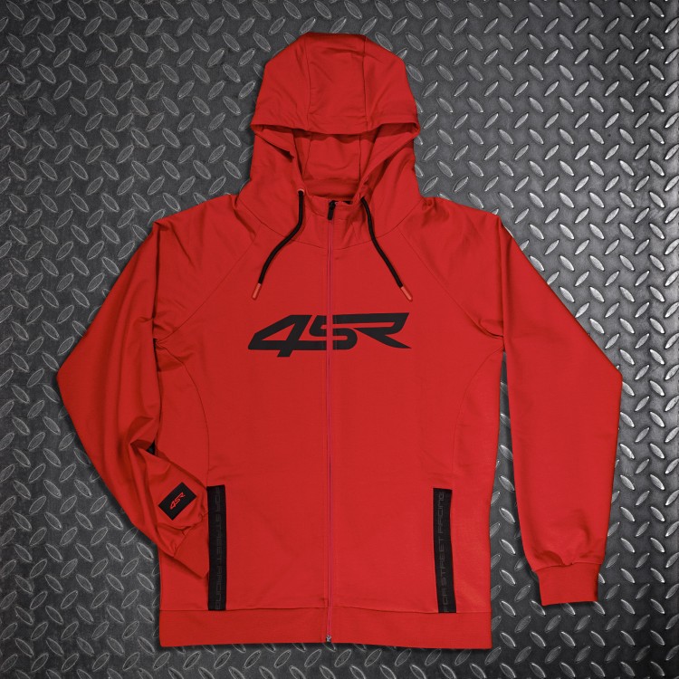 4SR Hoodie Logo Zip Red - unfolded