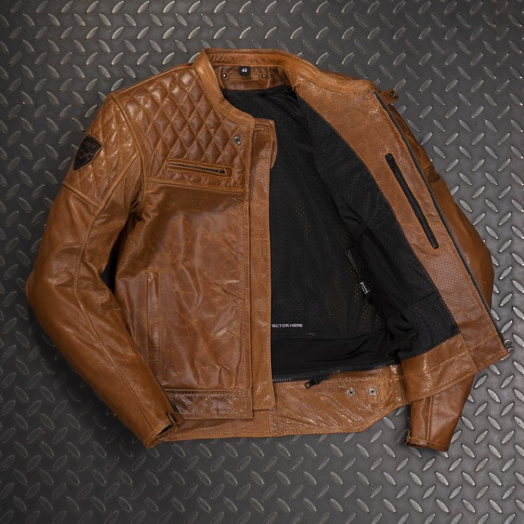 4SR Scrambler Cognac II leather motorcycle jacket 4