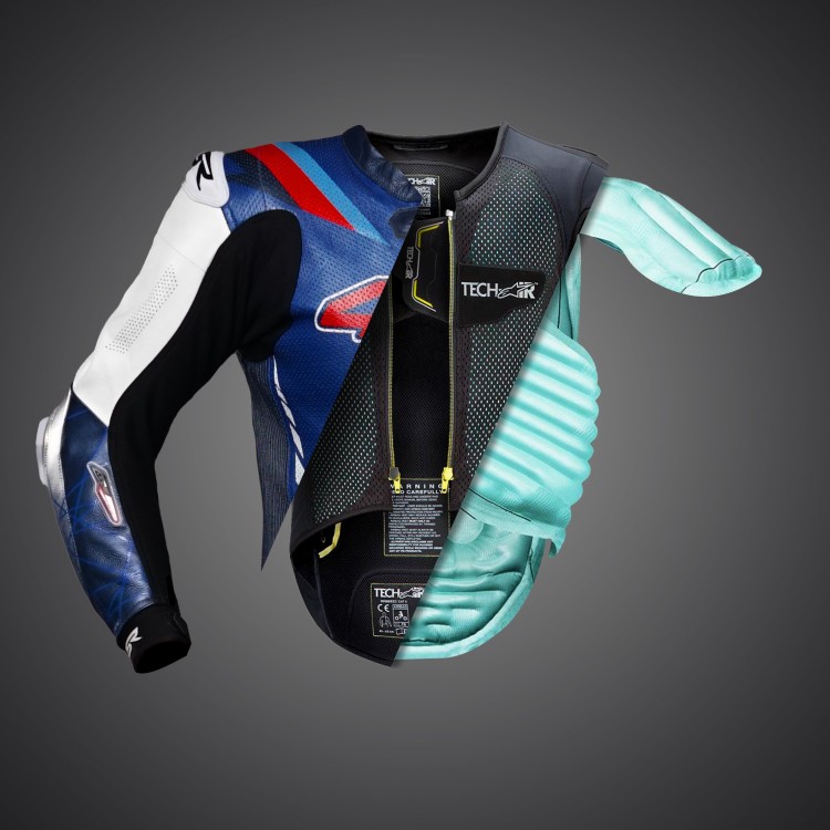 4SR one-piece suit Racing Blue AR Airbag Ready & Alpinestars Tech-Air system