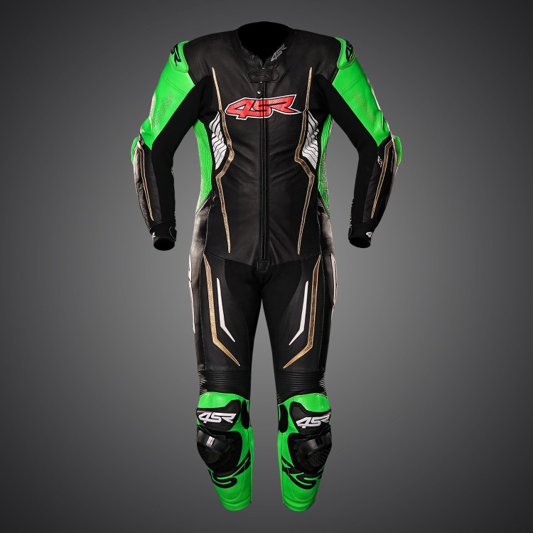 4SR Racing Monster Green AR Airbag Ready leather suit