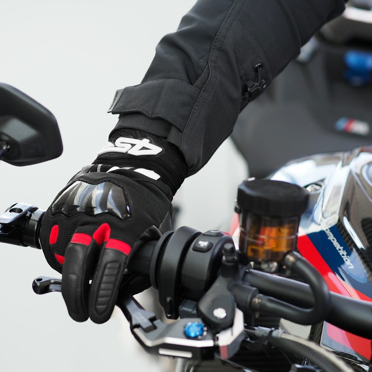 4SR short motorcycle gloves Stunt Red