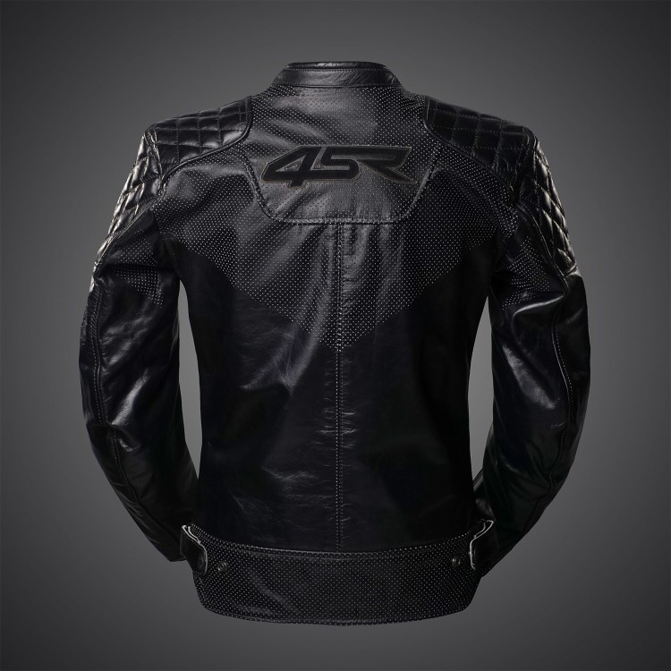 4SR leather motorcycle jacket Scrambler Petroleum II - back