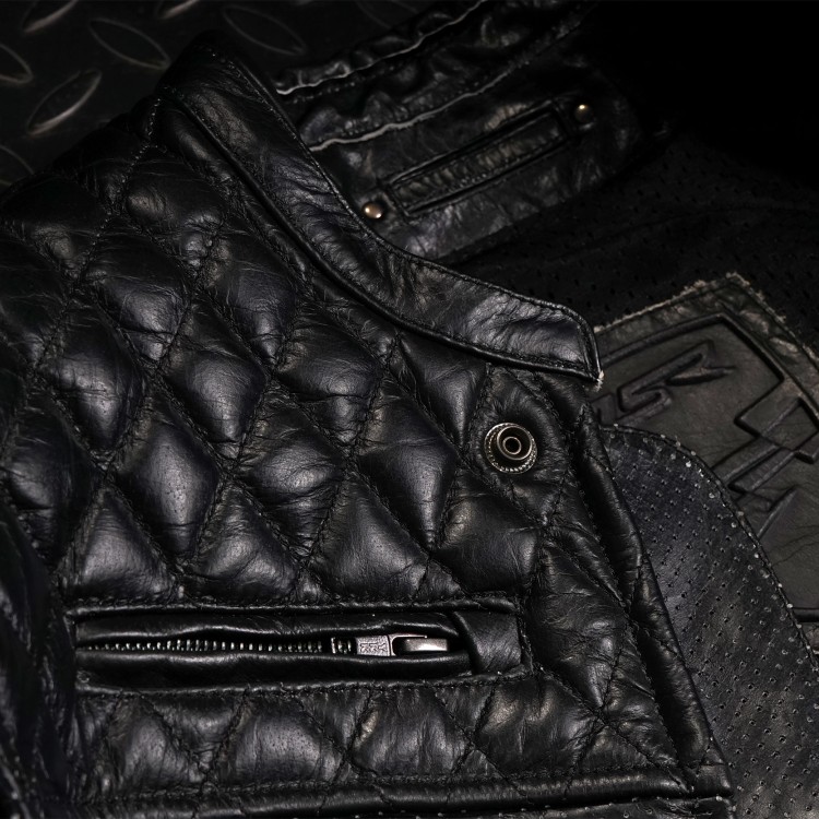 4SR leather motorcycle jacket Scrambler Petroleum II