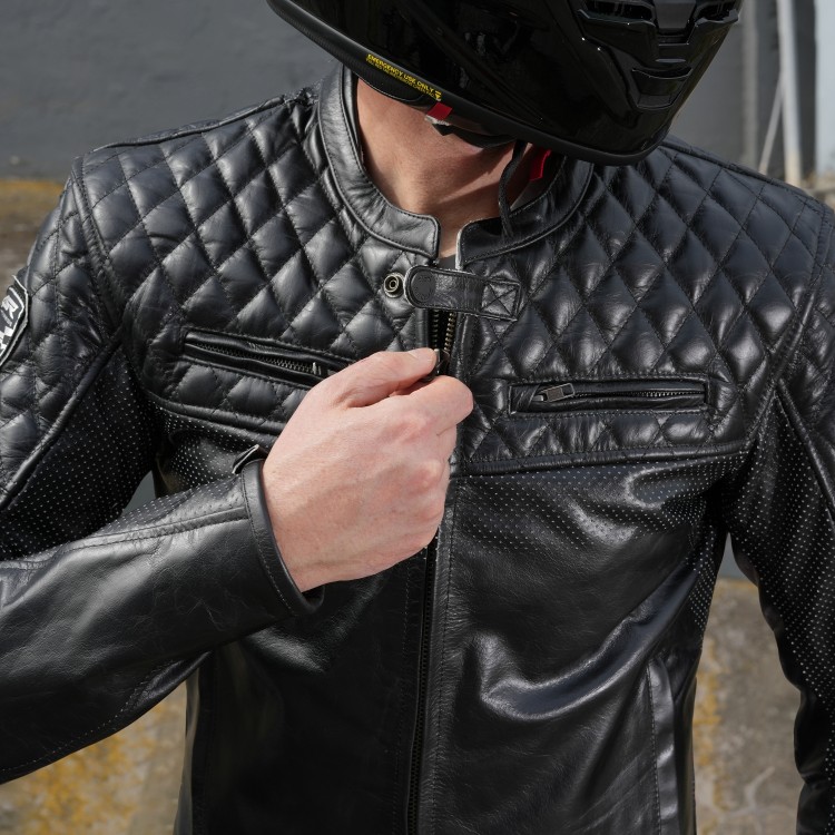 4SR leather motorcycle jacket Scrambler Petroleum II