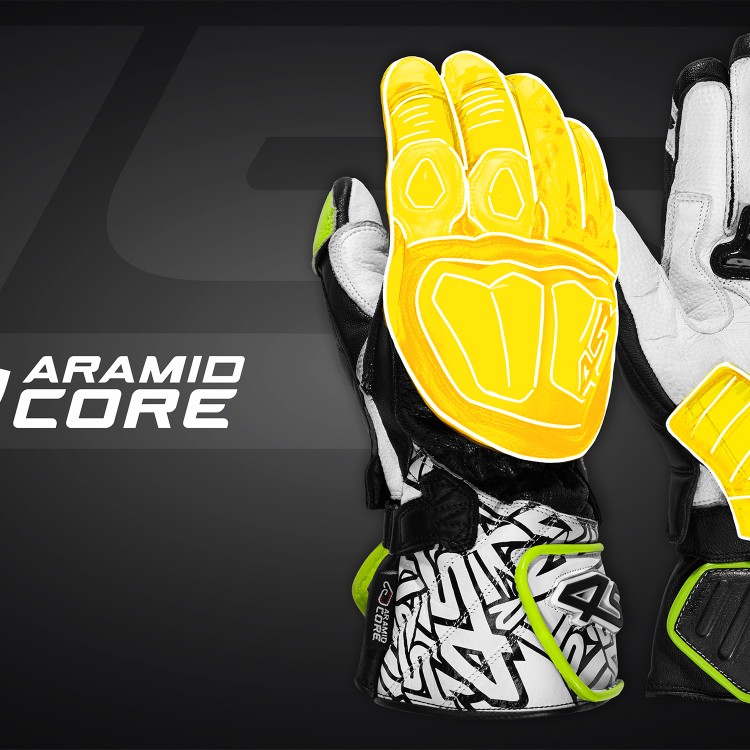 4SR sport motorcycle gloves RR Aramid Core White