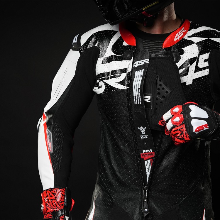 4SR One-Piece Kangaroo Leather Suit Racing Ultra Pista AR - chest protector