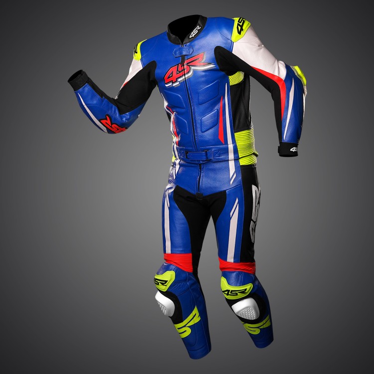 4SR motorcycle two-piece leather suit RR Evo III Cobalt Blue 1