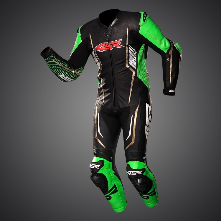 4SR Racing Monster Green AR Airbag Ready leather suit 1
