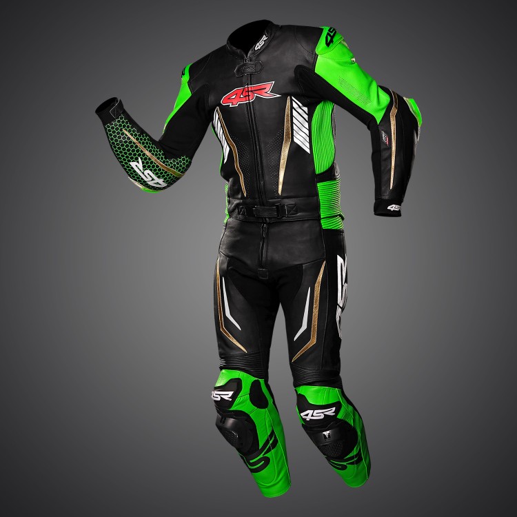 4SR motorcycle two-piece suit RR Evo III Monster Green AR Airbag Ready