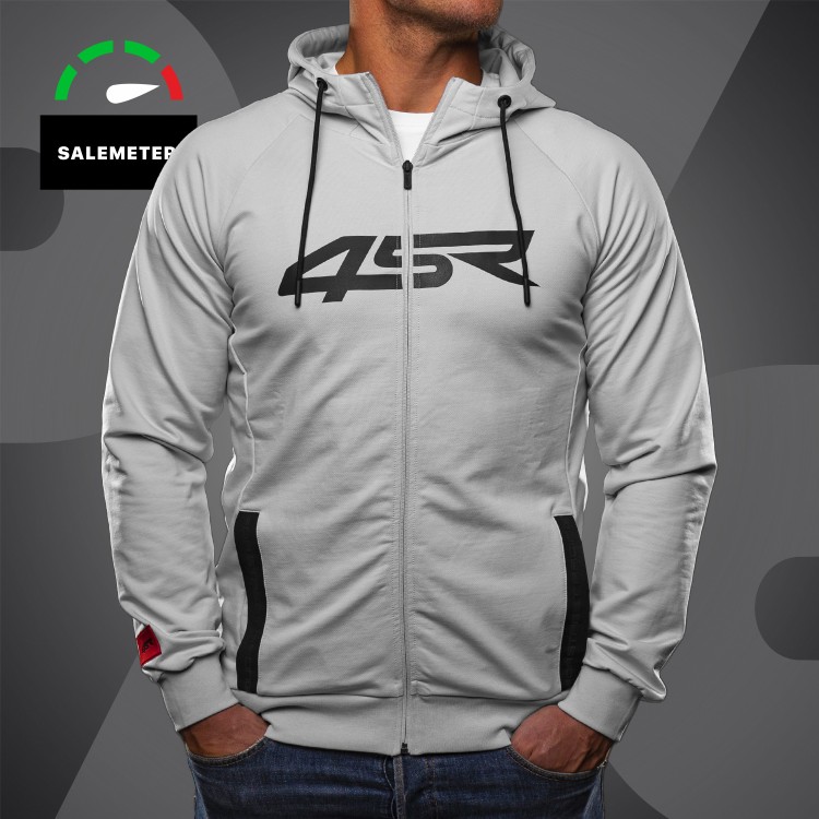 4SR Hoodie Logo Zip Grey - front