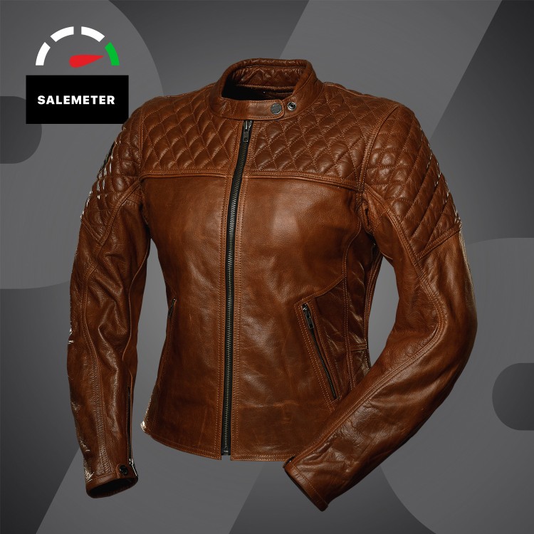 4SR women's biker jacket Scrambler Lady Cognac