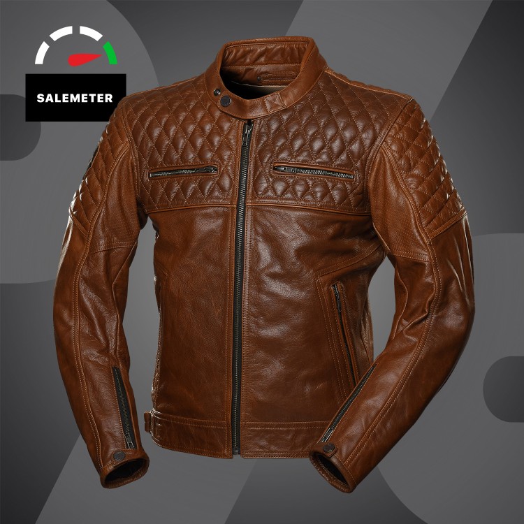 4SR motorcycle leather jacket Scrambler Cognac