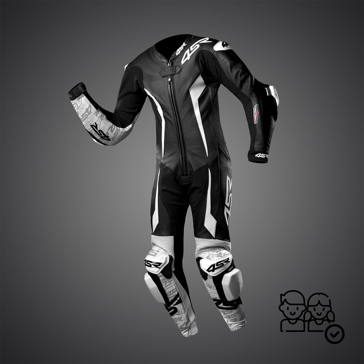 4SR kids’ one-piece suit Racing Junior White AR