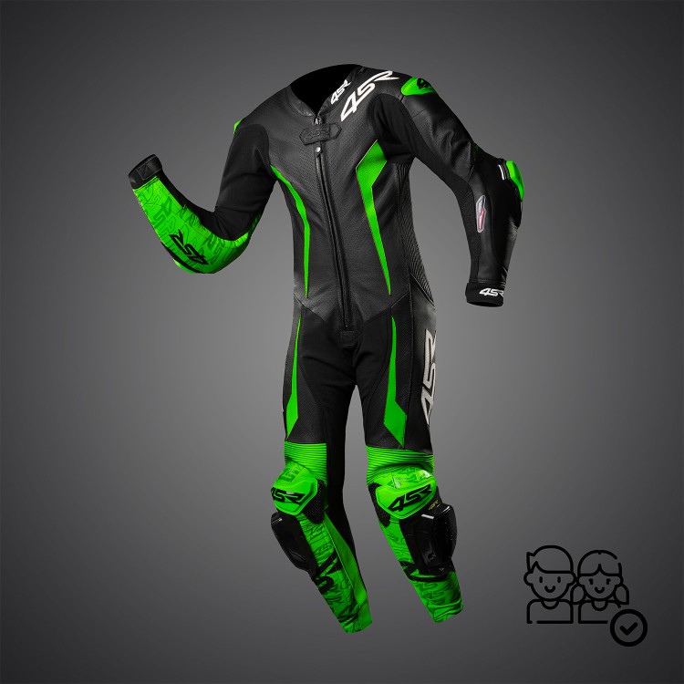 4SR kids’ one-piece suit Racing Junior Yellow Green AR