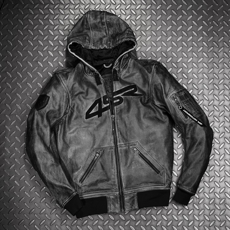 4SR motorcycle leather Hoodie Jacket