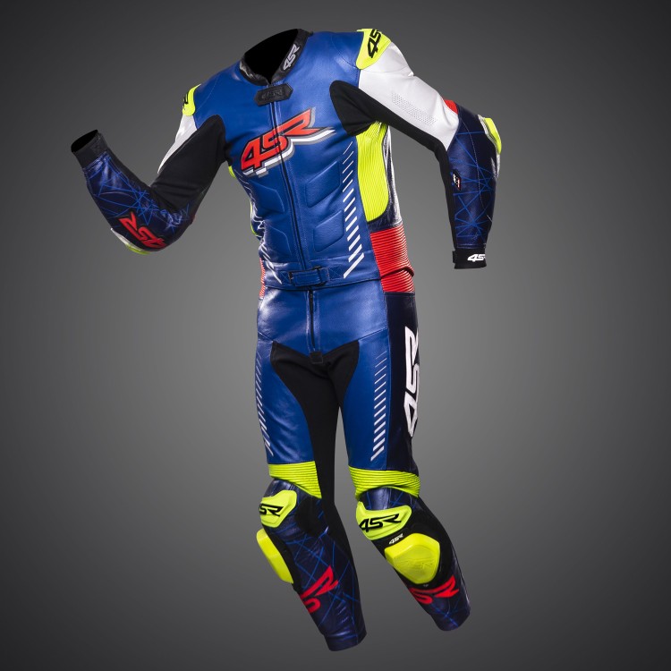 4SR 2-piece motorcycle suit RR Evo Pearl Blue AR - front