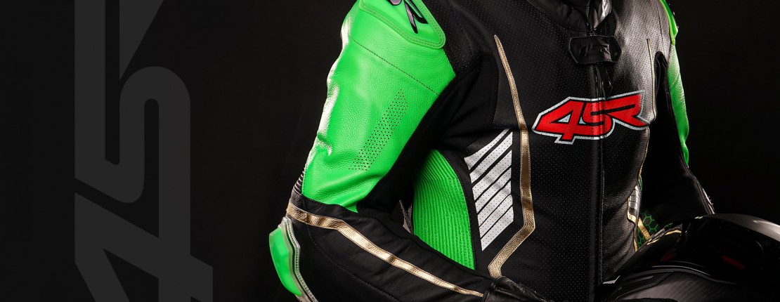 4SR Motorcycle Leathers -Racing Monster Green AR Airbag Ready suit