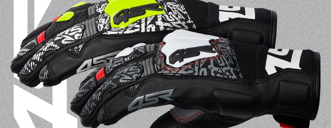 4SR Short Summer Motorcycle Gloves GTS Black & GTS Yellow